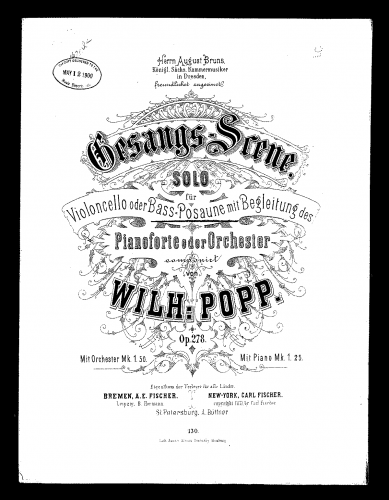 Popp - Gesangs Scene - Piano Score and Solo Part