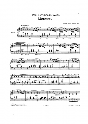 Brüll - 3 Piano Pieces - Score