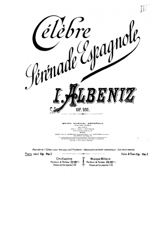 Albéniz - Célèbre Sérénade Espagnole, Op. 181 - Score