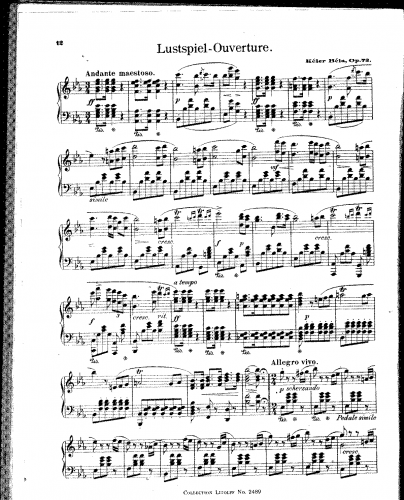 Kéler - Lustspiel-Ouverture - For Piano solo - Score
