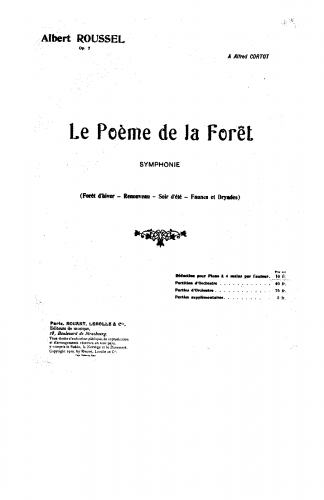 Roussel - Symphony No. 1 (Le poème de la forêt) - For Piano 4 hands (Composer) - Score