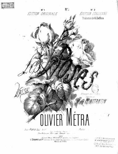 Métra - Les roses - For Voice and Piano (Composer) - Score