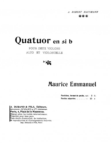 Emmanuel - String Quartet - Score