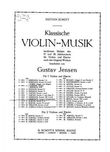 Geminiani - Ausgewählte Sonatensätze - For Violin and Piano (Jensen) - Score