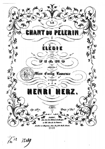Herz - Le Chant du Pélerin, Op. 187 - Score