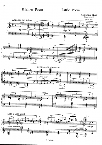 Krein - 2 Petites [sic] Poèmes, Op. 30 - 1. Andante con anima