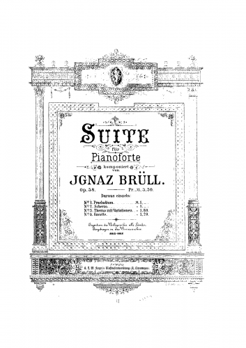 Brüll - Piano Suite No. 1, Op. 58 - Score