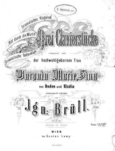 Brüll - 3 Piano Pieces, Op. 3 - Score