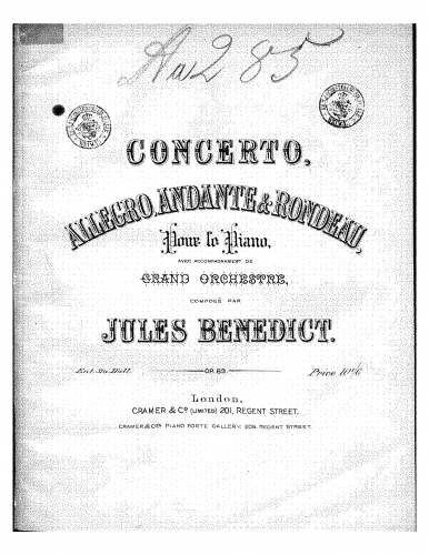 Benedict - Piano Concerto No. 2 - Piano Solo - Score