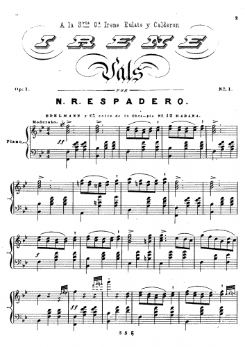 Ruiz Espadero - Piano Pieces - No. 1 - Irene