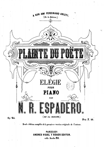 Ruiz Espadero - La plainte du poëte - Score