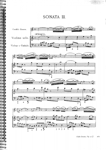 Corelli - 12 Violin Sonatas, Op. 5 - Scores and Parts Sonata No. 3 in C major - Keyboard score
