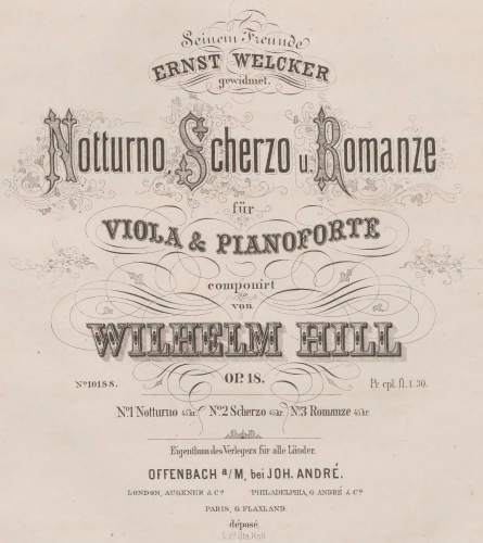 Hill - Notturno Scherzo and Romanze - Scores and Parts - Score