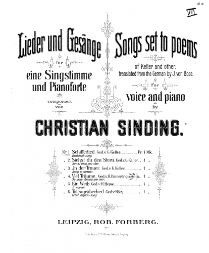 Sinding - Lieder und Gesänge - 1. Schifferlied
