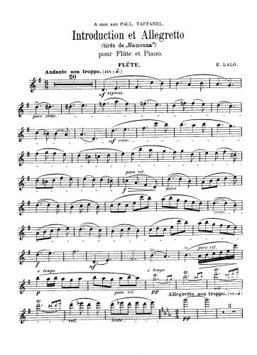 Lalo - Namouna - Introduction et Allegretto For Flute and Piano - Flute Part and Piano Score