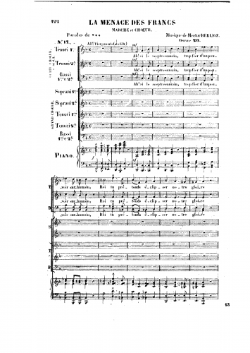 Berlioz - ''La menace des Francs'' - Vocal Score - Score