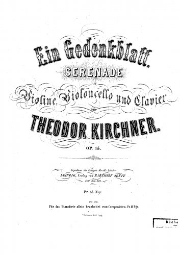 Kirchner - Ein Gedenkblatt, Op. 15 - For Piano solo (Composer) - Score