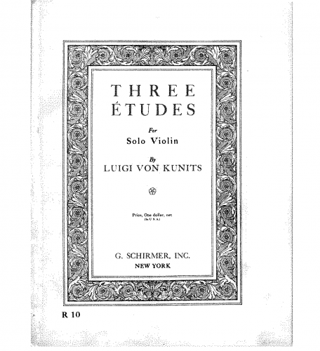 Kunits - 3 Etudes for Violin - Score