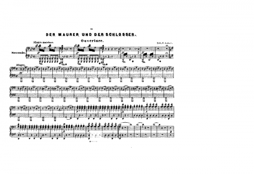 Auber - Le maçon - Overture For Piano 4 hands (Ulrich) - Score
