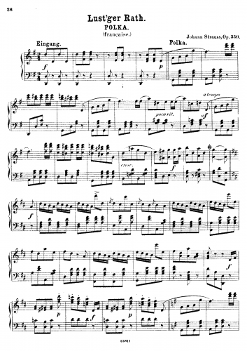 Strauss Jr. - Lust'ger Rath, Op. 350 - For Piano solo - Transcription for piano solo - complete