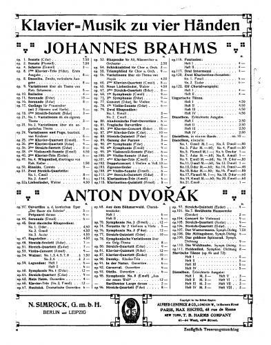 Brahms - Violin Sonata No. 3 - For Piano 4 Hands (Keller) - Score