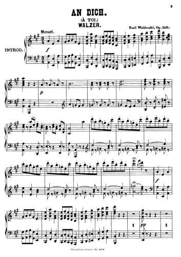 Waldteufel - A Toi - For Piano solo - Score