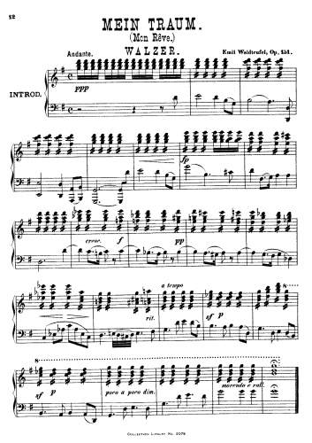 Waldteufel - Mon Rêve - For Piano solo - Score