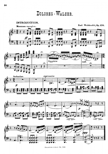 Waldteufel - Dolores-Waltz - For Piano solo - Score