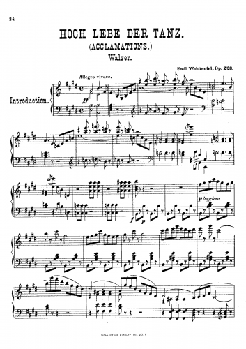 Waldteufel - Acclamations - For Piano solo - Score