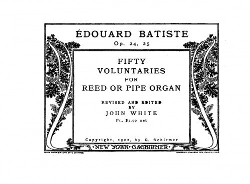 Batiste - 50 Pièces d'Orgue - Organ Scores - Score