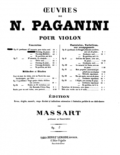 Paganini - Violin Concerto No. 1 - Piano Score