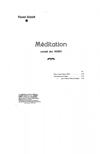 Schmitt - Soirs, Op. 5 - IV. Après l'été For Organ (Choisnel) - Score