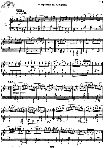 Mozart - 6 Variations in F major - Piano Score - Score