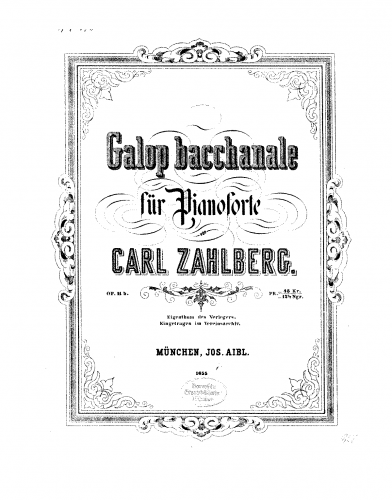 Zahlberg - Galop bacchanale - Score