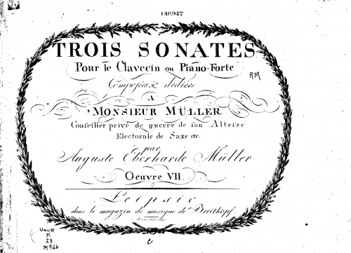 Müller - 3 Keyboard Sonatas, Op. 7 - Score