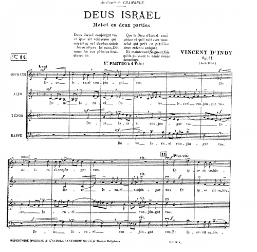 Indy - Deus Israel, Op. 41 - Score