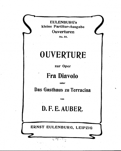 Auber - Fra Diavolo, ou L'hôtellerie de Terracine - Overture - Score