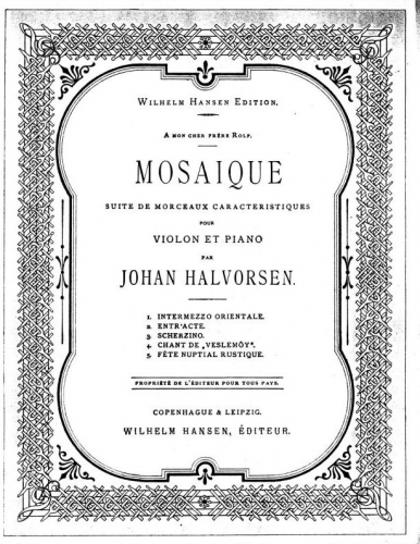 Halvorsen - Suite Mosaique - No. 4: Chant de Veslemøy