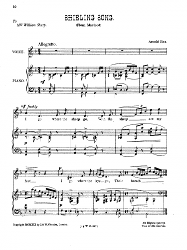 Bax - Shieling Song - Score