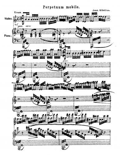 Sibelius - 2 Pieces for Violin and Piano, Op. 2 - Op. 2b: Perpetuum Mobile, original version