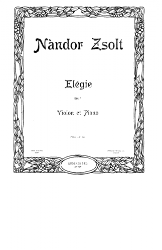 Zsolt - Elégie pour Violon et Piano - Score