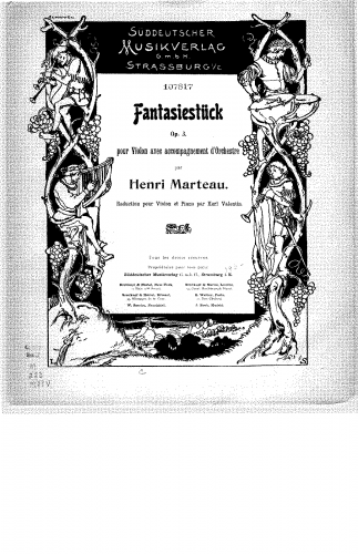 Marteau - Fantaisie (Fantasiestück) for Violin and Orchestra - Score (Piano reduction) and Violin Part