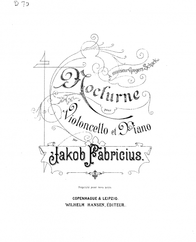 Fabricius - Nocturne for cello and piano - Complete piano score and cello part