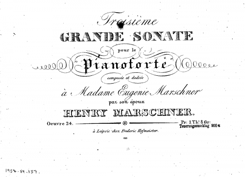 Marschner - Piano Sonata No. 3, Op. 24 - Score