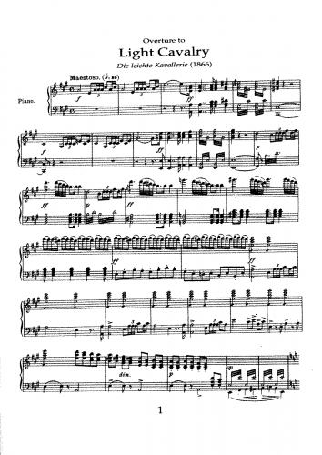 Suppé - Leichte Kavallerie - Overture For Piano solo - Score