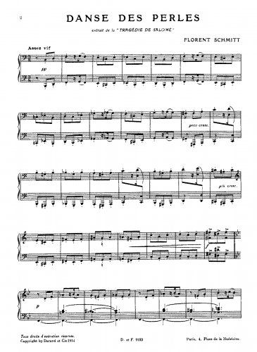 Schmitt - La Tragédie de Salomé, Op. 50 - Danse des Perles For Piano solo (Composer) - Piano score
