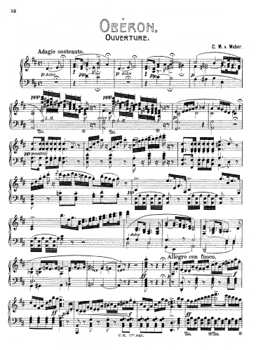 Weber - Oberon, or The Elf-King's Oath - Overture For Piano solo (Blasser) - Score