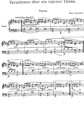 Rosenthal - Variationen uber ein eigenes Thema - Score
