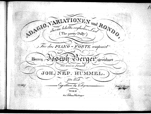 Hummel - Adagio,Var.u.Rondo ub.'The pretty Polly' Op. 75 - Score