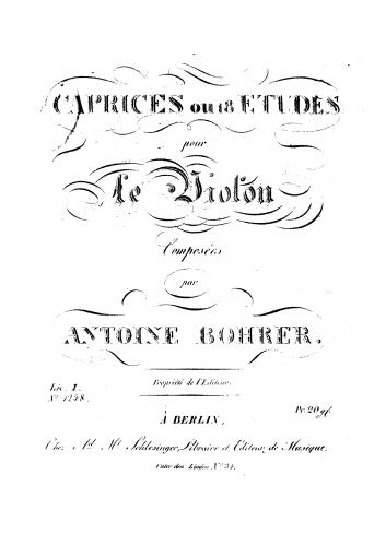 Bohrer - 18 Caprices or Etudes - Violin Part